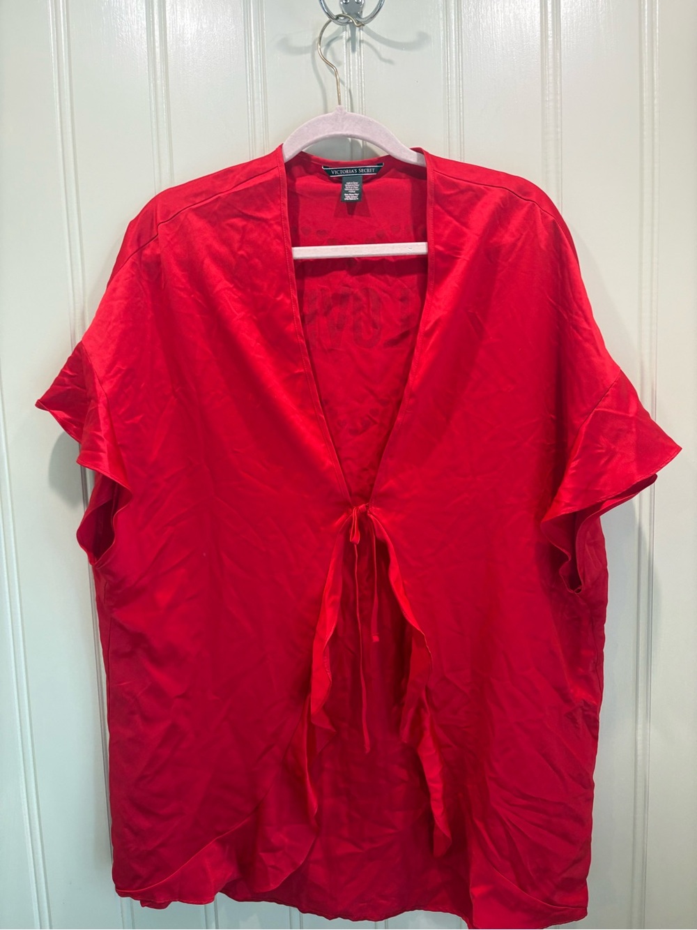 Victoria's Secret Red Satin Tie-Front Robe Cover-Up